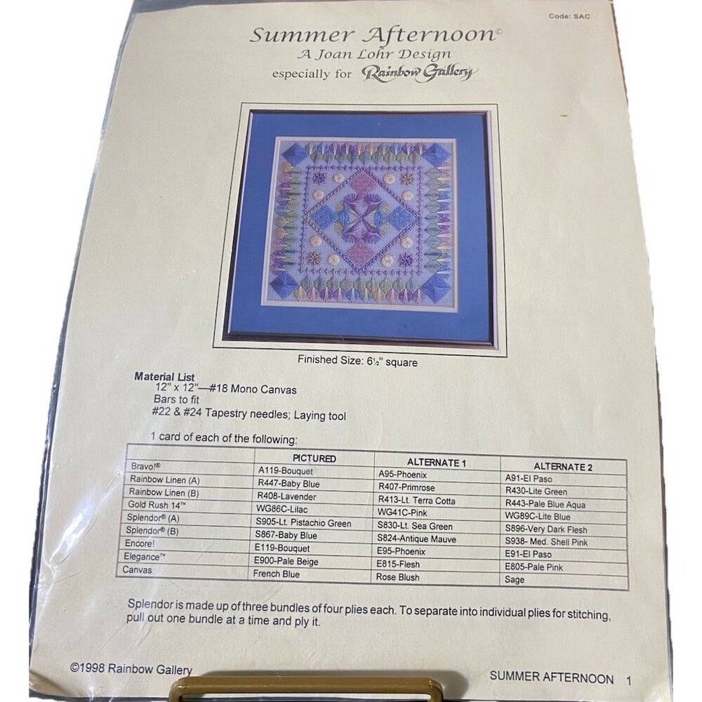 Summer Afternoon A Joan Lohr Design Especially For Rainbow Gallery Code: SAC